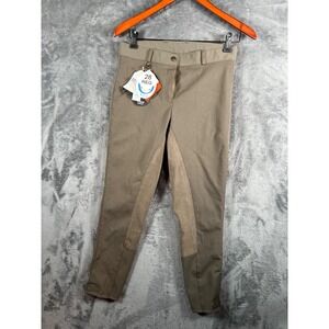 Ovation Riding Pants Womens 28Red 28x26.5 Tan Euroweave Full Seat Breeches NWT